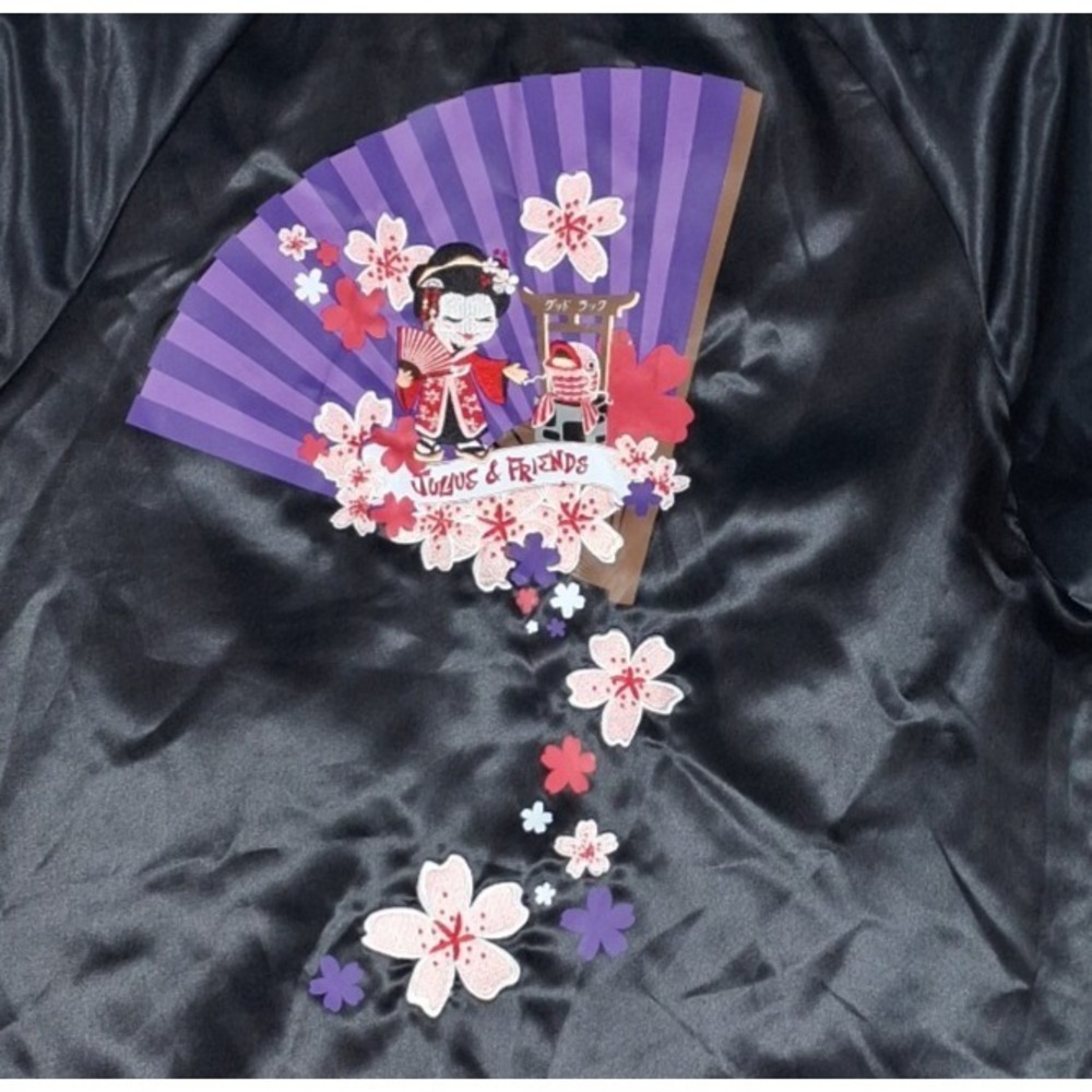 Paul Frank Kawaii Bomber Jacket Girls Medium Satin Purple Harajuku - Picture 10 of 15